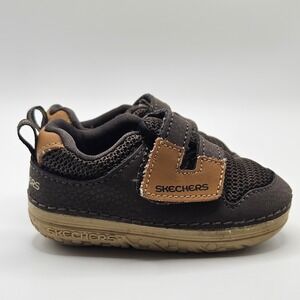 Skechers Brown Sneakers Baby Toddler Boy Shoes size 2 EUC First ‎ Walkers